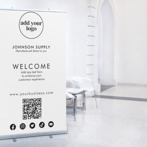 Modern Business Company Corporate Logo and QR Code Retractable Banner