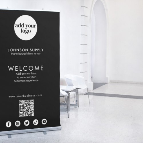 Modern Business Company Corporate Logo and QR Code Retractable Banner