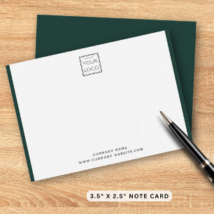 Modern Business Company Logo Forest Green Border Note Card