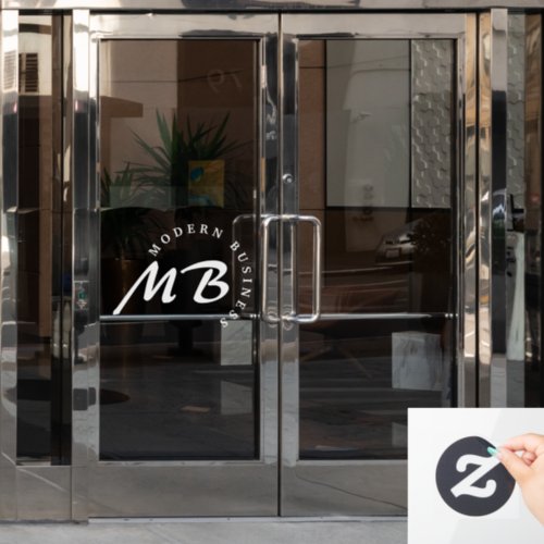 Modern Business Company Monogram Curved Typography Window Cling