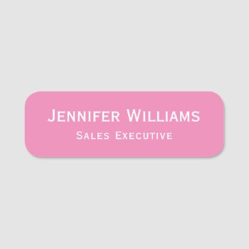 Modern Business Corporate Office Employee Id Pink Name Tag by iCoolCreate at Zazzle
