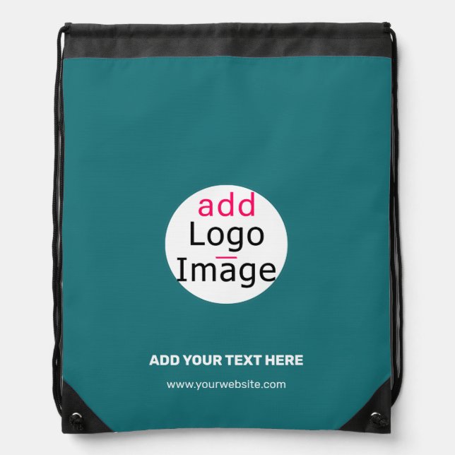 Modern Business Custom Brand Cool Deep Sea Green Drawstring Bag (Front)