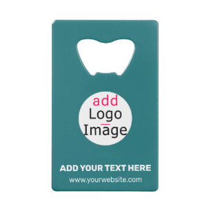 Modern Business Custom Brand Logo Deep Sea Green Credit Card Bottle Opener