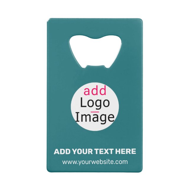 Modern Business Custom Brand Logo Deep Sea Green Credit Card Bottle Opener (Front)