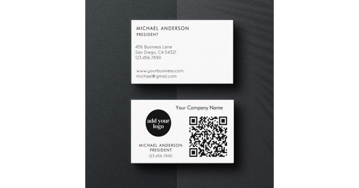 Modern Business Custom Logo and QR Code Business Card | Zazzle