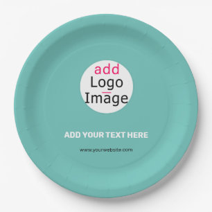 Modern Business Custom Logo Fresh Mint Green Paper Plates