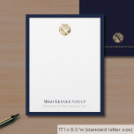 Modern Business Custom Logo  Letterhead<br><div class="desc">Make a lasting impression with our Modern Letterhead with Custom Logo. This letterhead design features a framed design with a gold geometric logo emblem and your company name and tagline elegantly presented in classic typography. The solid navy blue back with a customizable logo and space for your website adds to...</div>