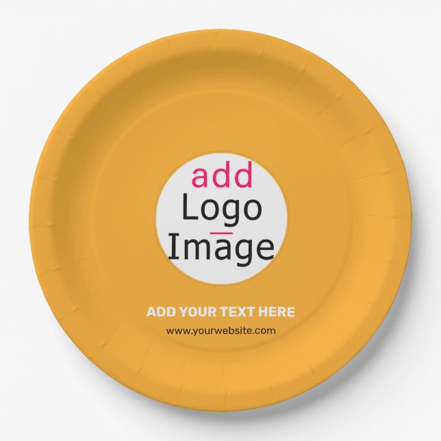 Modern Business Custom Logo Macaroni & Cheese Hue Paper Plates (Front)