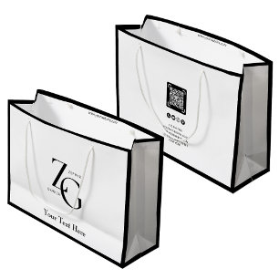 Modern Business Custom Logo QR Code Minimalist Large Gift Bag
