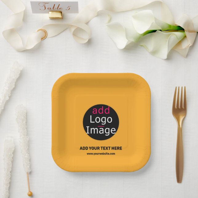 Modern Business Custom Macaroni & Cheese Hue   Paper Plates (Wedding)