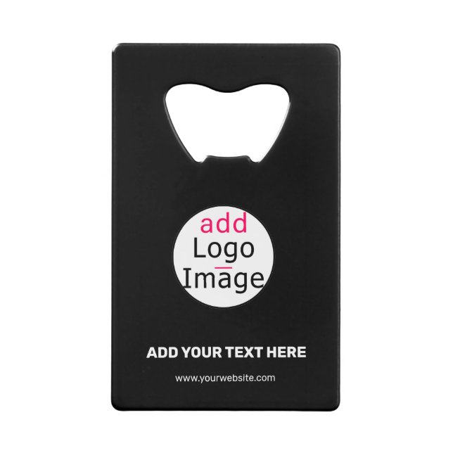 Modern Business Customizable Add Logo Black  Credit Card Bottle Opener (Front)
