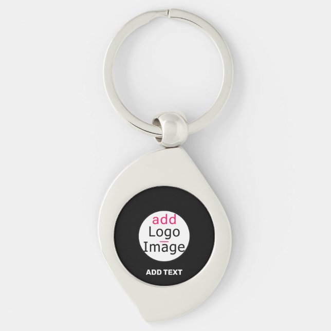 Modern Business Customizable Add Logo Black Keychain (Front)