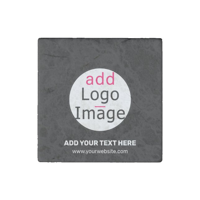 Modern Business Customizable Add Logo Black Stone Magnet (Front)