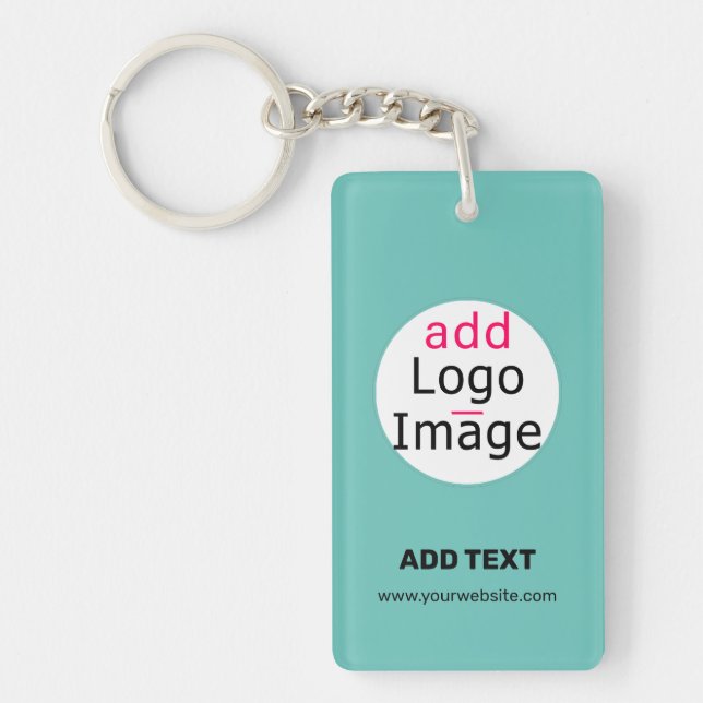 Modern Business Customizable Add Logo Fresh Mint Keychain (Front)