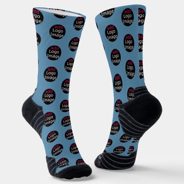 Modern Business Customizable Promo Dusty Blue Socks (Angled)