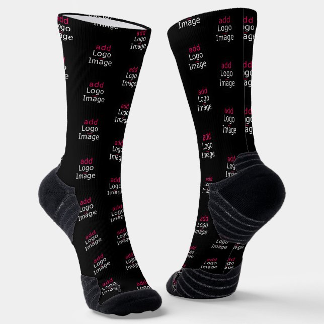 Modern Business Customizable Promotional Black  Socks (Angled)