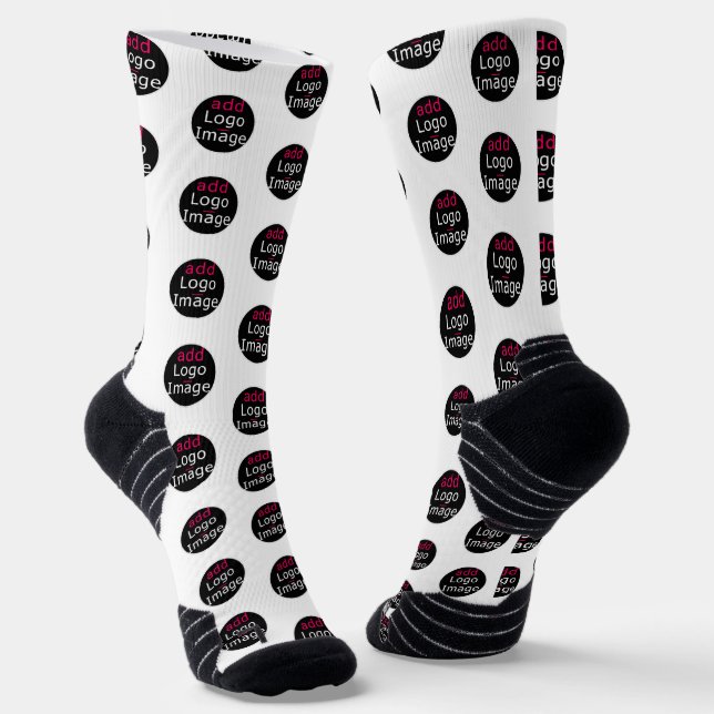 Modern Business Customizable Promotional White Socks (Angled)