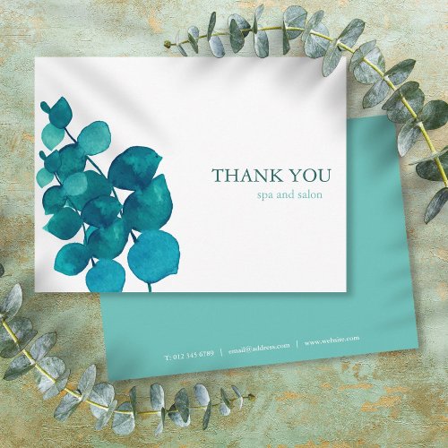 Modern Business Eucalyptus Leaves Thank You Postcard