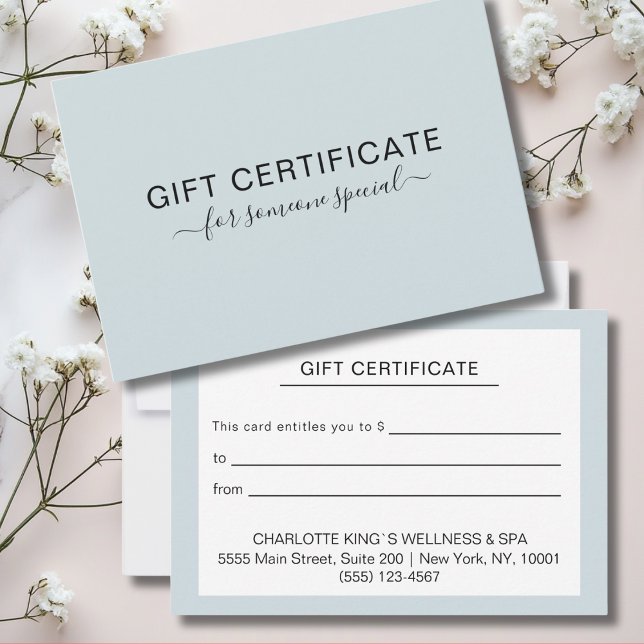 Modern Business Gift Certificate in Light Blue (Creator Uploaded)