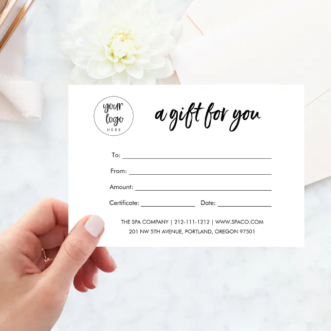 Modern Business Gift Certificate With Logo | Zazzle