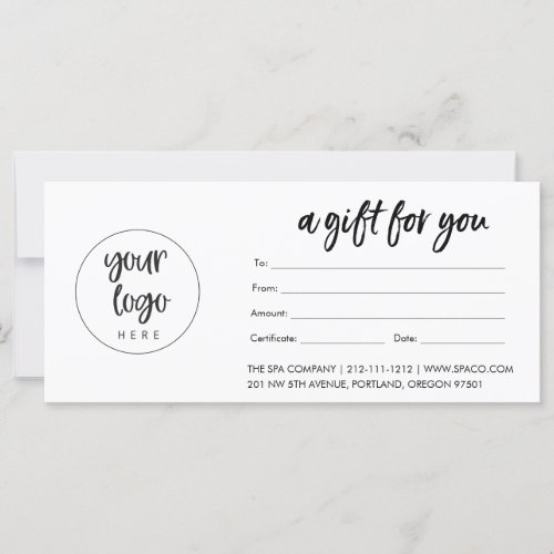 Modern Business Gift Certificate With Logo