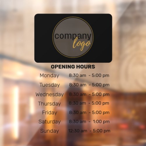 MODERN BUSINESS HOURS OF OPERATION STORE LOGO WINDOW CLING