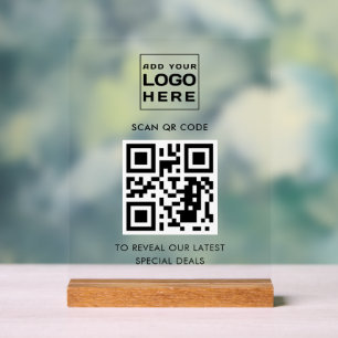 Modern Business Logo and QR Code Custom Acrylic Sign