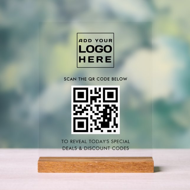 Modern Business Logo and QR Code Custom Acrylic Sign (Neutral)