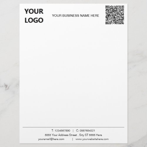 Modern Business Logo and QR Code Office Letterhead