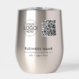 Modern Business Logo and QR Code Promotional Swag Thermal Wine Tumbler