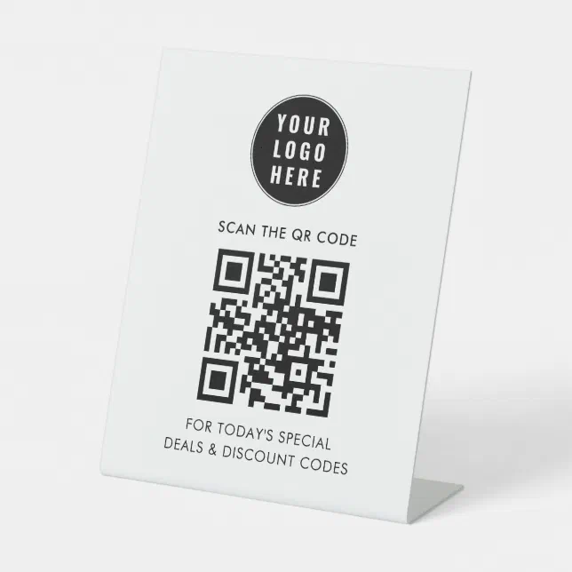 Modern Business Logo and QR Code Simple Pedestal Sign | Zazzle