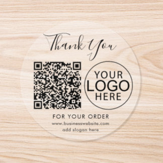 Modern Business Logo and QR Code Thank You Classic Round Sticker