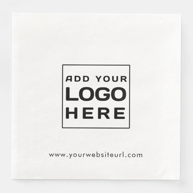 Modern Business Logo and Website Custom Paper Dinner Napkins (Front)