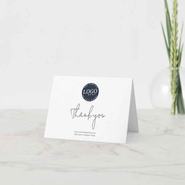 Modern Business Logo and Website Custom Thank You Card (Front)