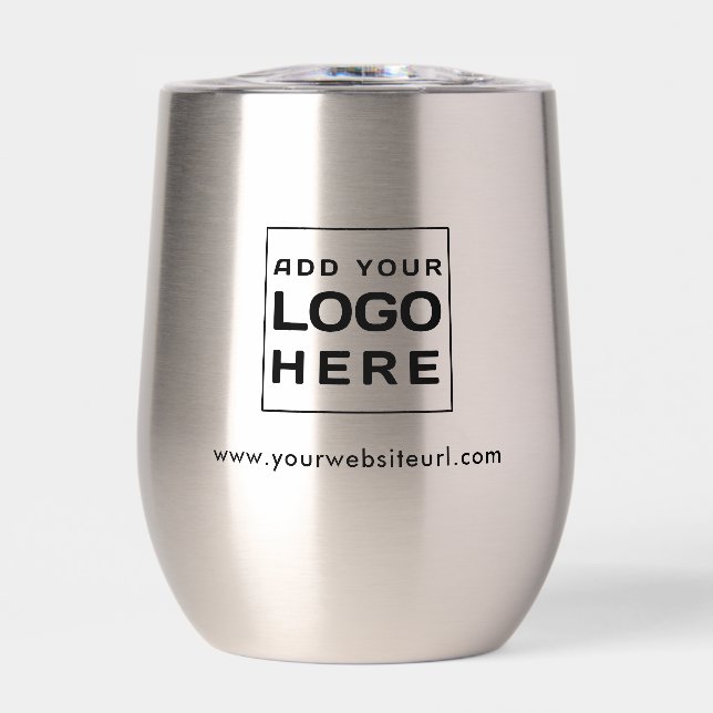Modern Business Logo and Website Employees Custom Thermal Wine Tumbler (Front)