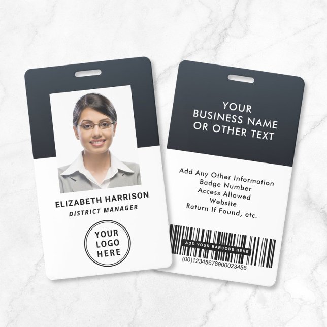 Modern Business Logo Barcode Photo ID Badge (Modern Business Logo Barcode Photo ID Badge)