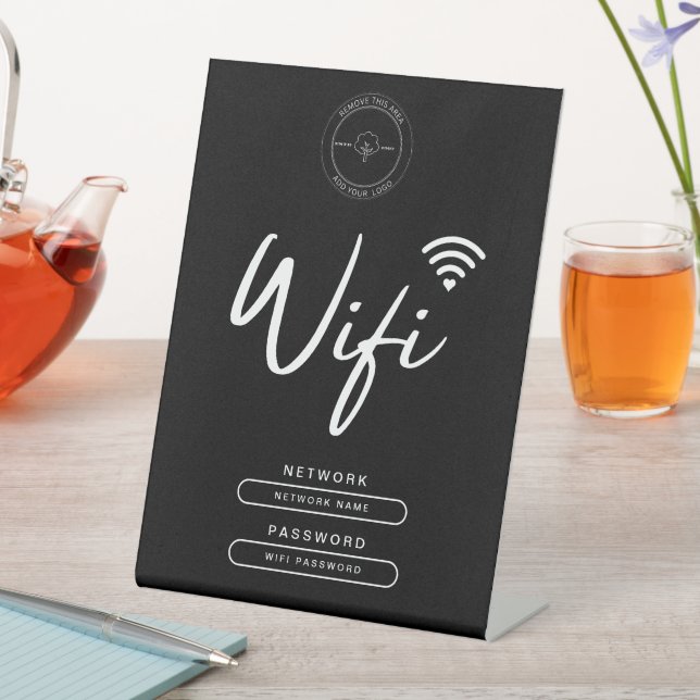 Modern Business Logo Black and White Wifi Details  Pedestal Sign (In SItu)