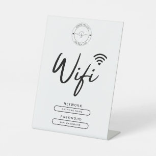 Modern Business Logo Black and White Wifi Details Pedestal Sign