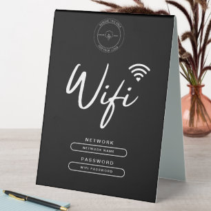 Modern Business Logo Black and White Wifi Details  Table Tent
