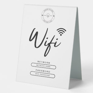 Modern Business Logo Black and White Wifi Details  Table Tent