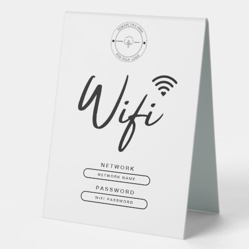 Modern Business Logo Black and White Wifi Details  Table Tent Sign