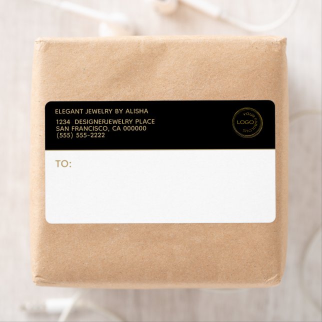 Modern Business Logo Black Gold  Address Label (Insitu)