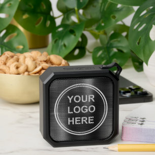 Modern Business Logo Black Metallic Bluetooth Speaker