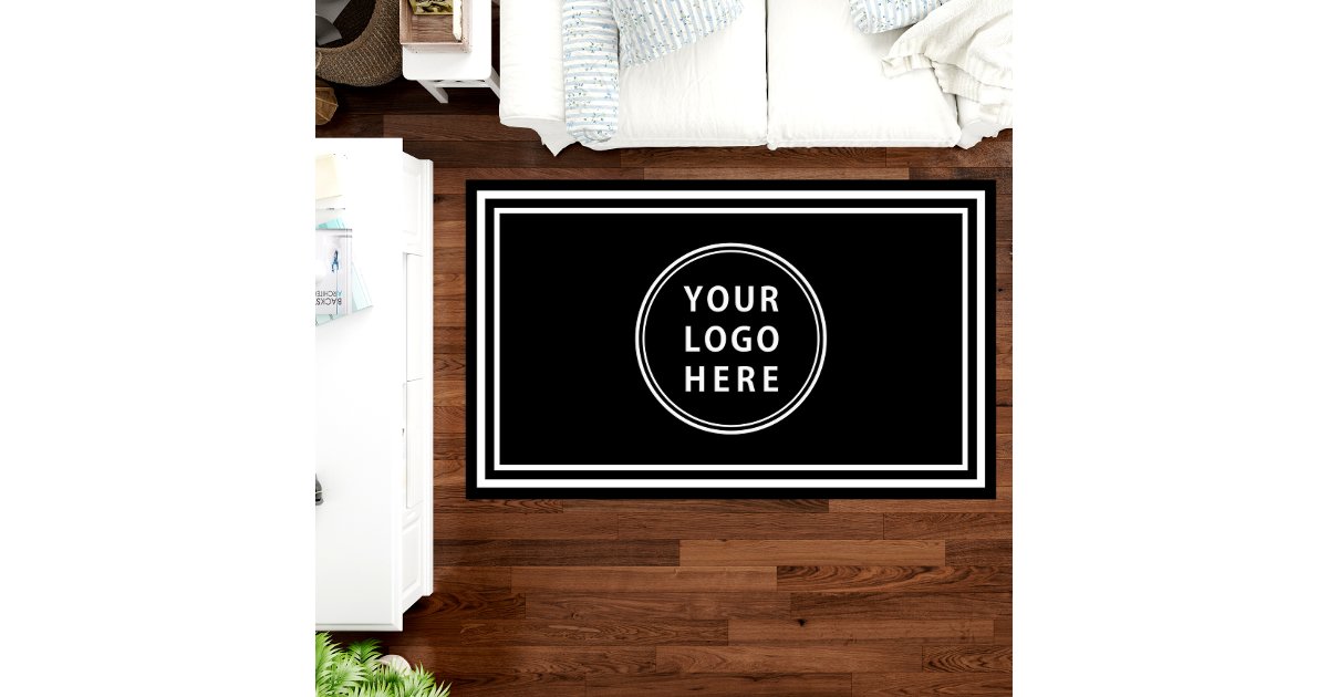 New Rugs Signag Modern Business Logo Black Rug | Zazzle
