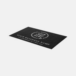 Modern Business Logo Black Rug | Zazzle