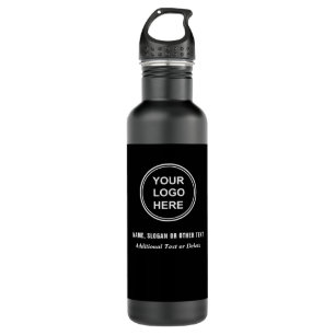 Modern Business Logo Black Stainless Steel Water Bottle