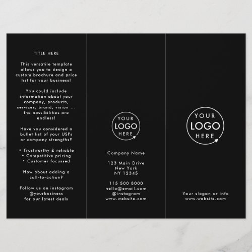 Modern Business  Logo Black Trifold Brochure