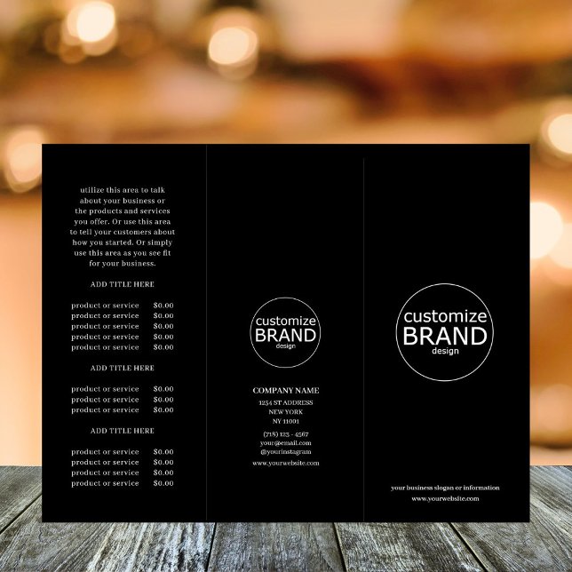 Modern Business Logo Black Trifold Brochure (business brochure)