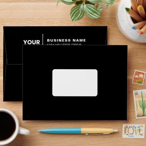 Modern Business Logo Black  White Return Address Envelope