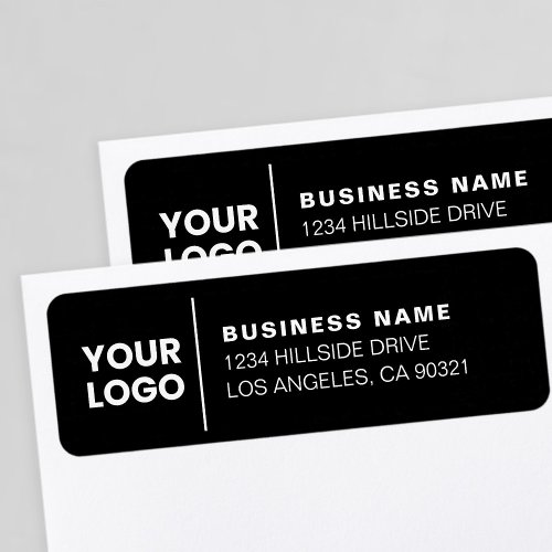 Modern Business Logo Black  White Return Address Label